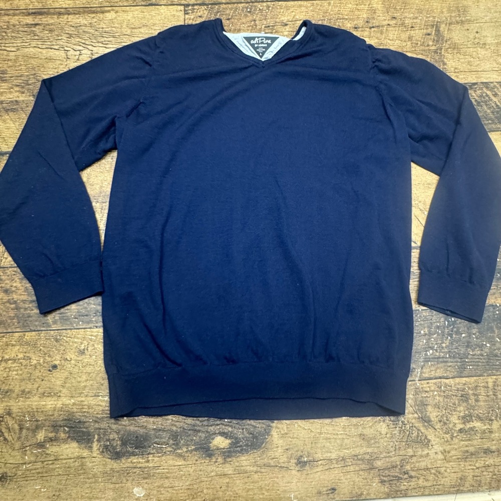 Adidas adiPure V Neck Long Sleeve Sweater Mens Size L Navy Blue